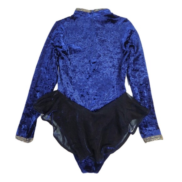 Gilda Marx VTG High Neck Skirted Velvet Royal Blue Dance Leotard Adult XS (Y/J) - Picture 5 of 16